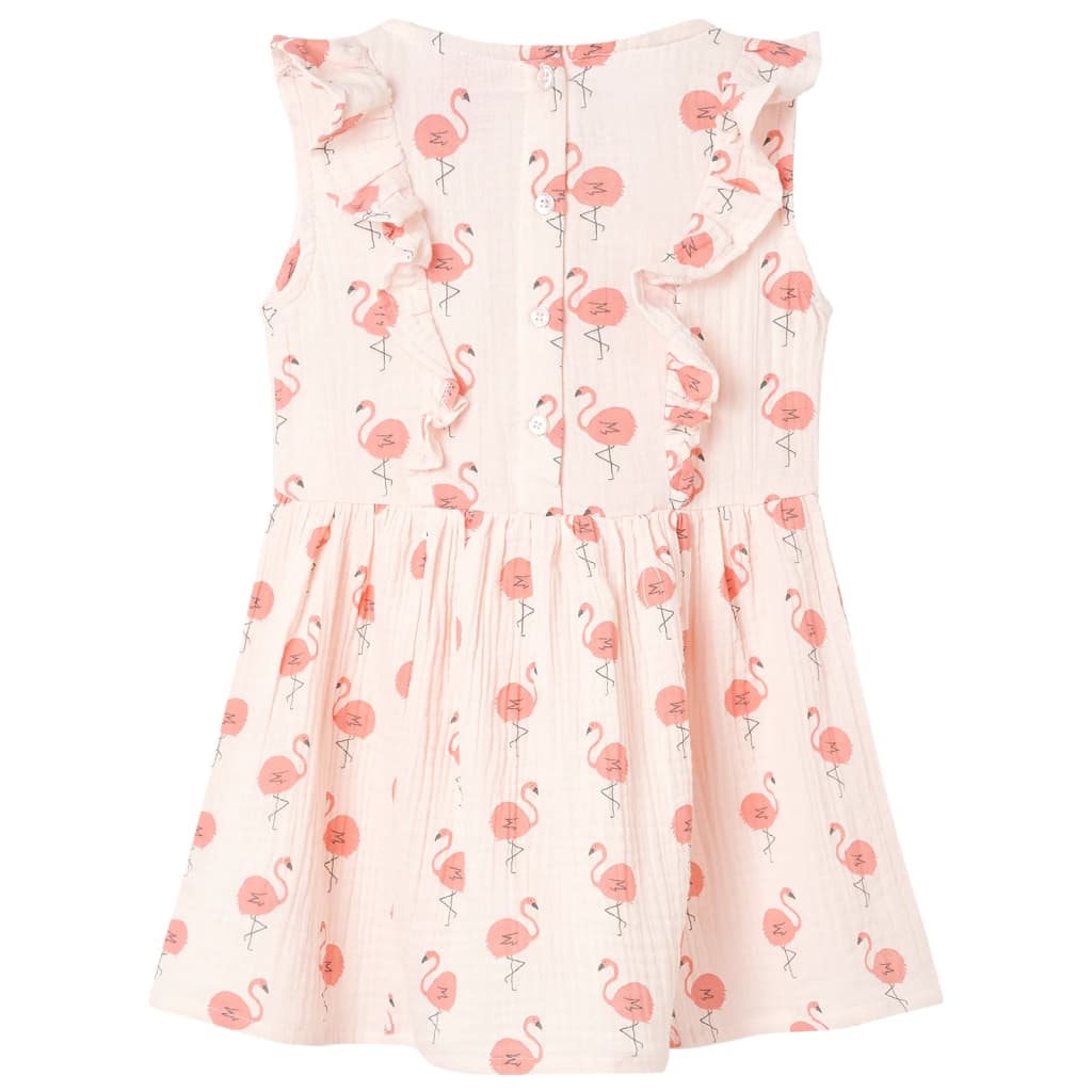 vidaXL Rochie pentru copii cu volane, roz pal, 128