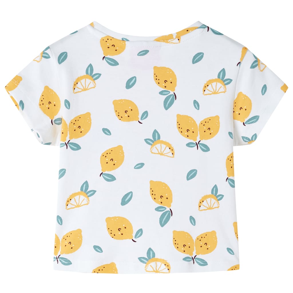 vidaXL Kindershirt met knoop in de zoom 92 ecru afbeelding