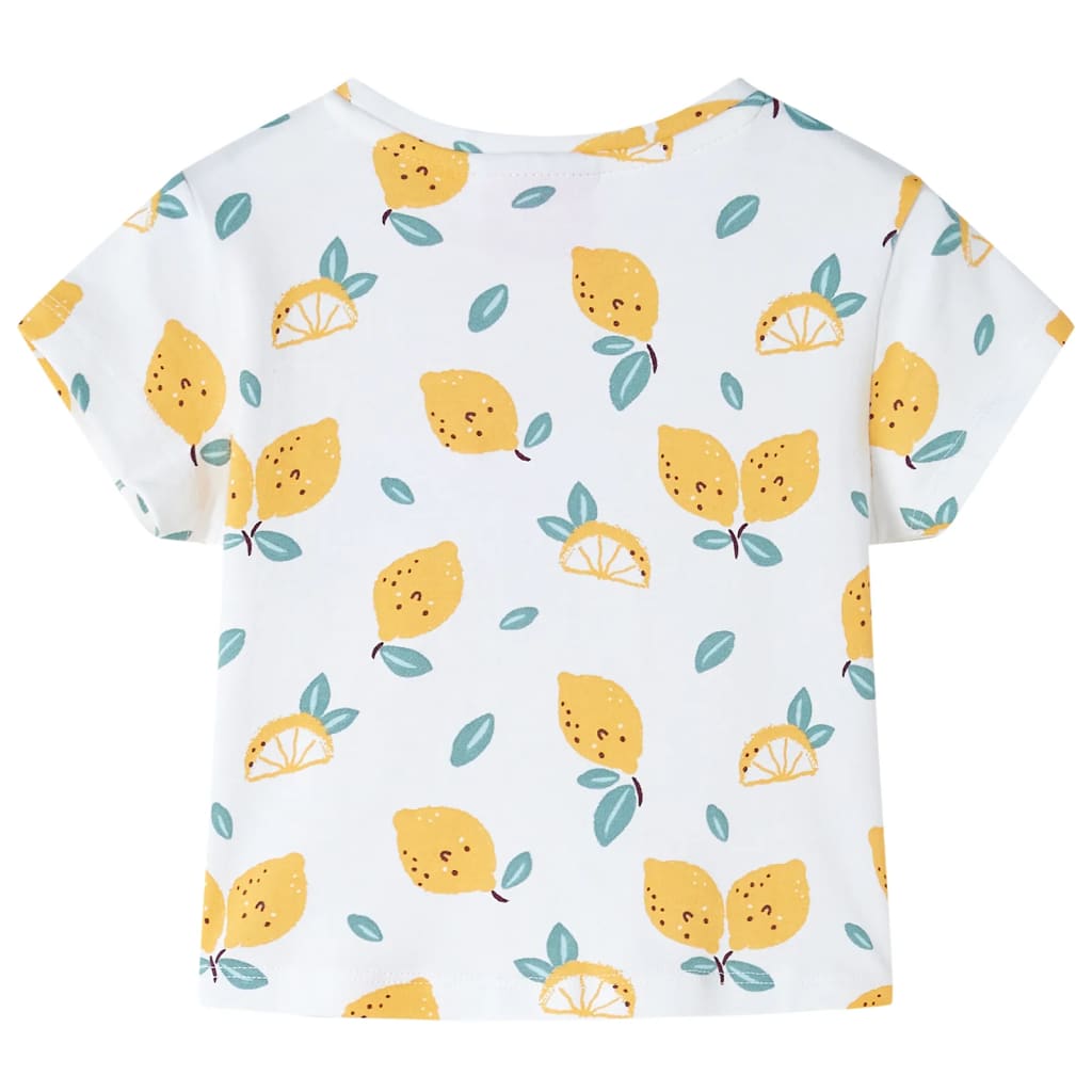 vidaXL Kindershirt met knoop in de zoom 116 ecru afbeelding