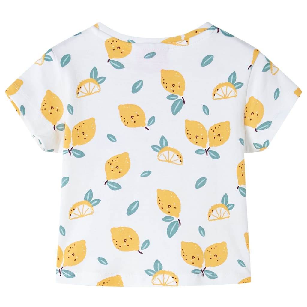 vidaXL Kindershirt met knoop in de zoom 128 ecru afbeelding