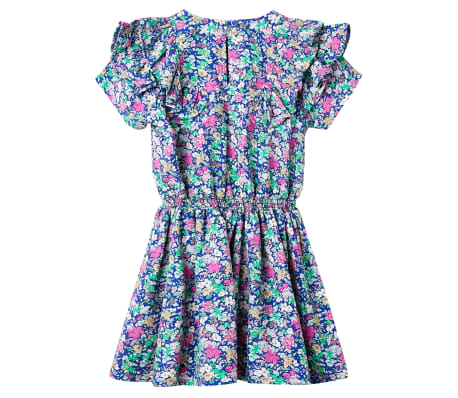 Kinderkleid mit R&uuml;schen&auml;rmeln Kobaltblau 140