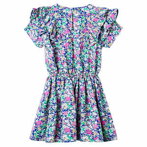 Kinderkleid mit R&uuml;schen&auml;rmeln Kobaltblau 140