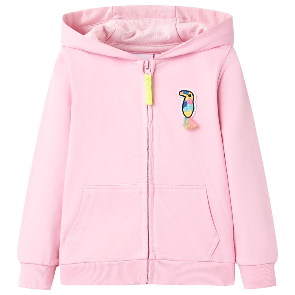vidaXL Dětská mikina s kapucí na zip růžová 104