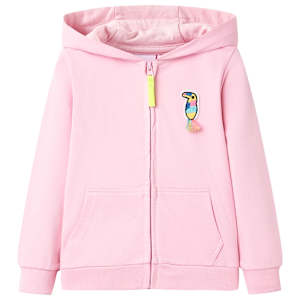 Otroški pulover s kapuco in zadrgo živo roza 104