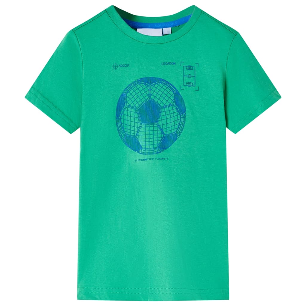 Tricou pentru copii, imprimeu minge de fotbal, verde, 92