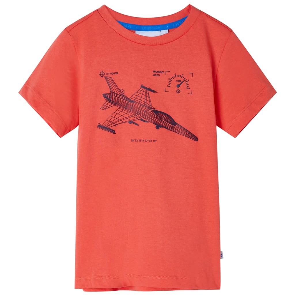 Tricou pentru copii, imprimeu avion de luptă, roșu deschis, 92