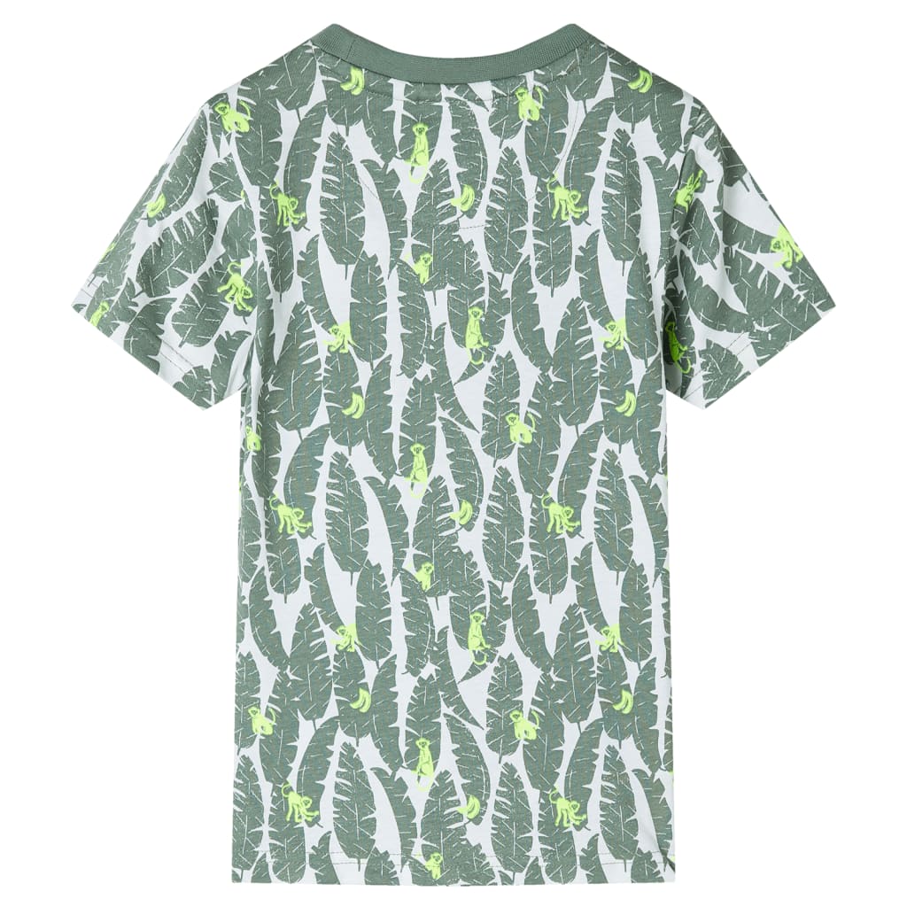 vidaXL Kindershirt 92 ecru en donkerklimopgroen afbeelding
