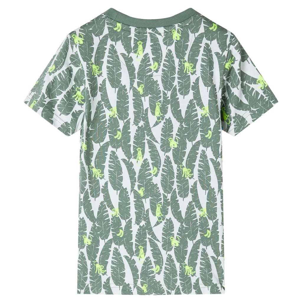 Thumbnail - vidaXL Kinder-T-Shirt Ecru und Dunkles Efeugrün 116
