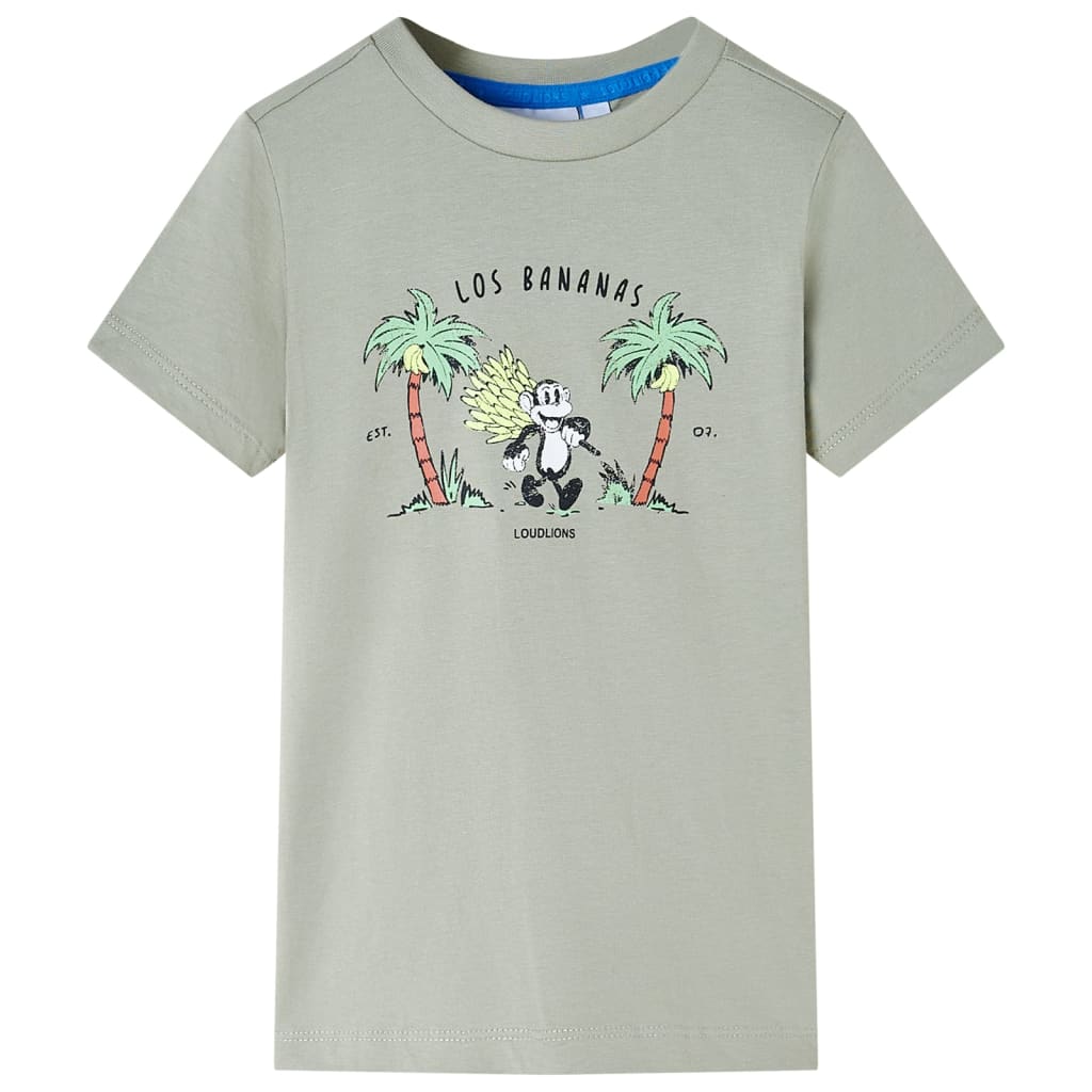 Tricou pentru copii, imprimeu maimuță, kaki deschis, 92