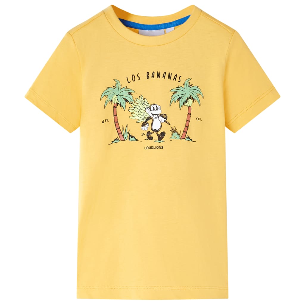 Tricou pentru copii, imprimeu maimuță, ocru deschis, 128