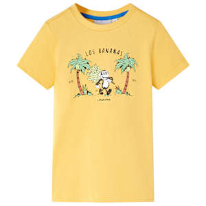 Otroška majica s kratkimi rokavi svetlo oker 128