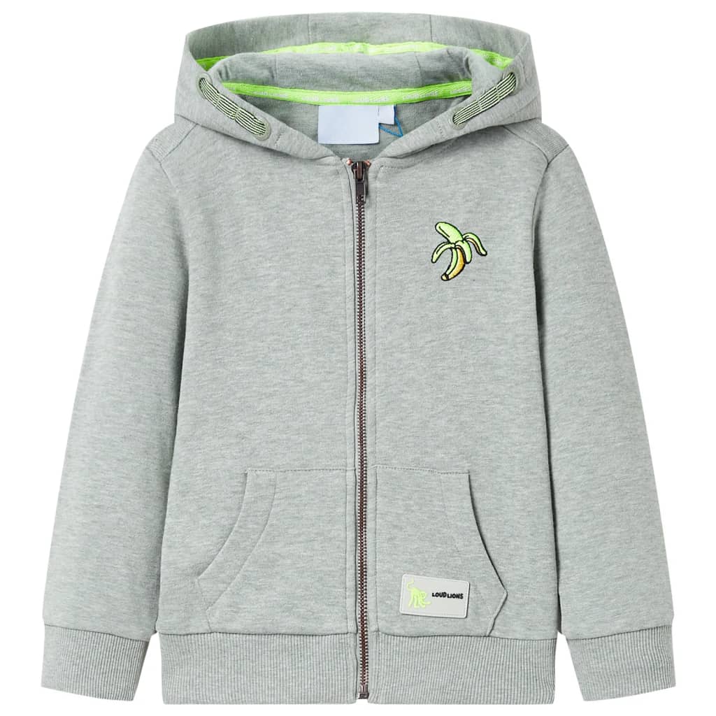 vidaXL Dětská mikina s kapucí na zip světle khaki melanž 116