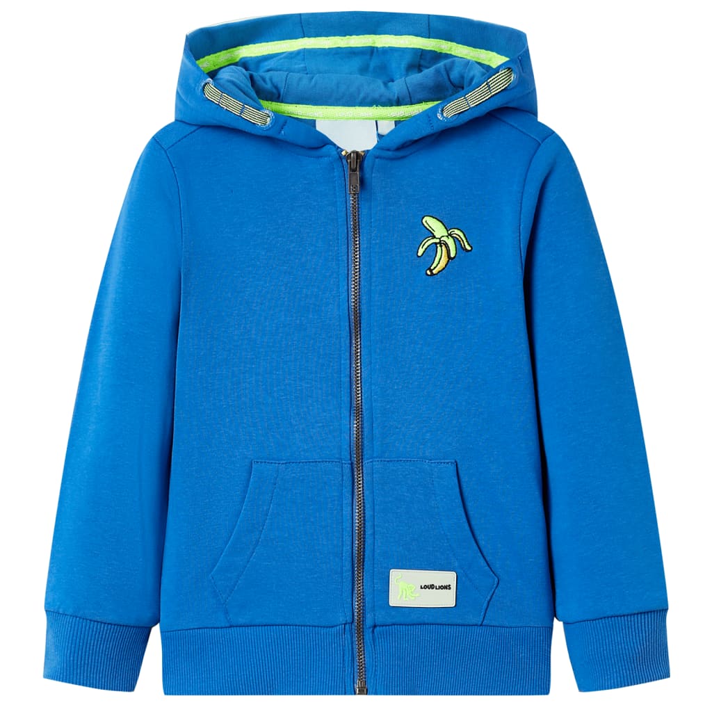 Sweatshirt à capuche avec fermeture éclair pour enfants bleu 104