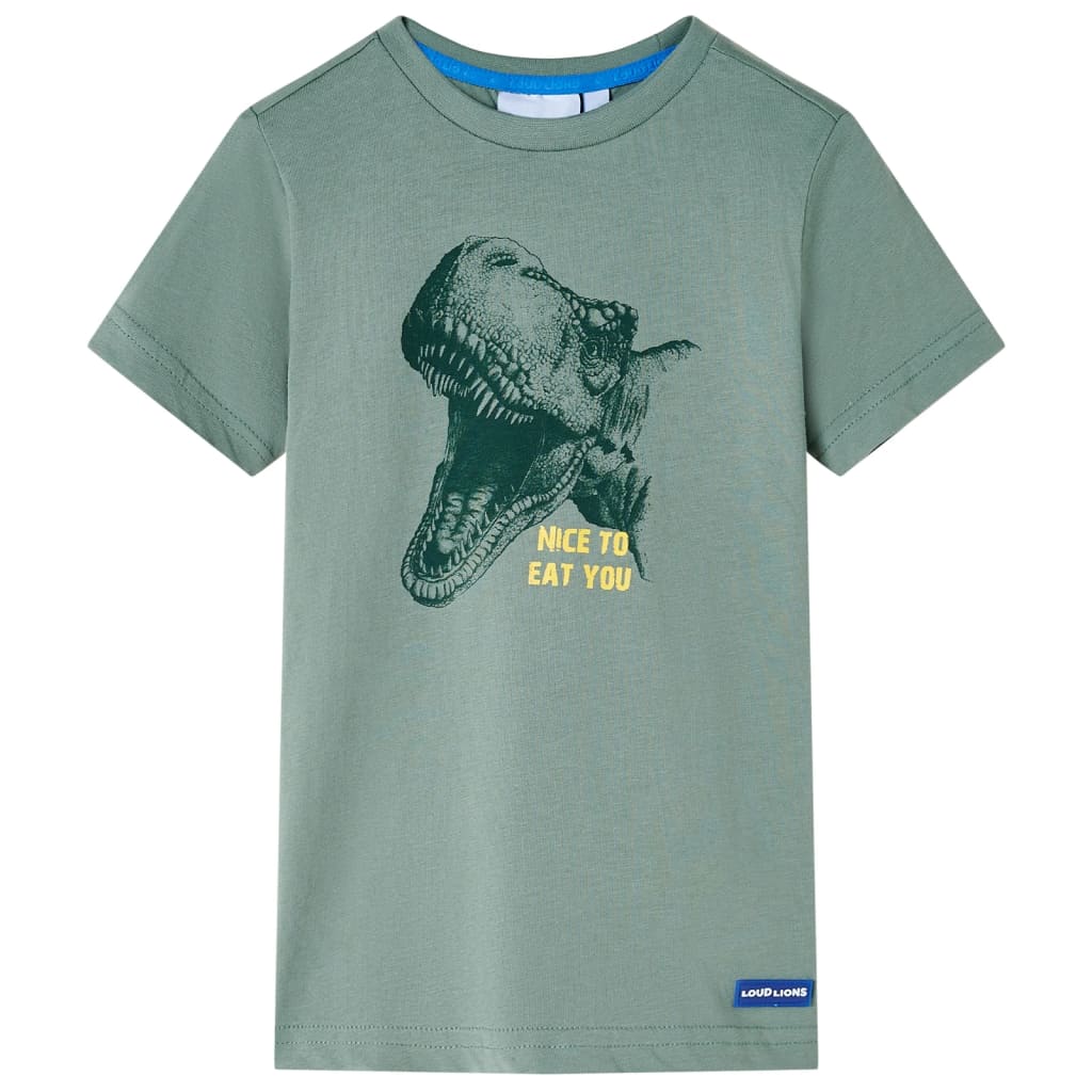 Tricou pentru copii, imprimeu dinozaur, kaki, 104