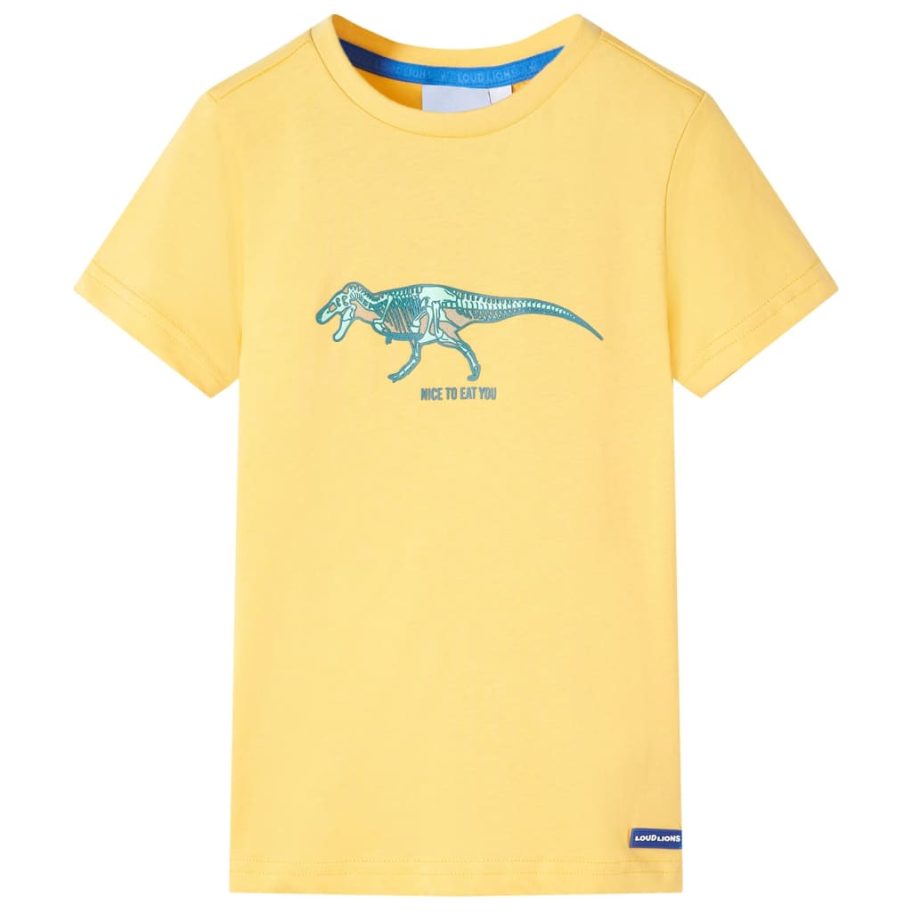 Tricou pentru copii, imprimeu dinozaur, ocru deschis, 128