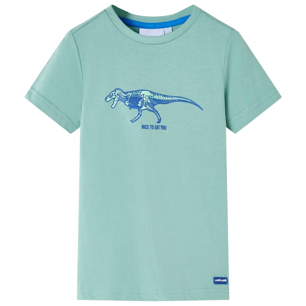 Tricou pentru copii, imprimeu dinozaur, kaki deschis, 92