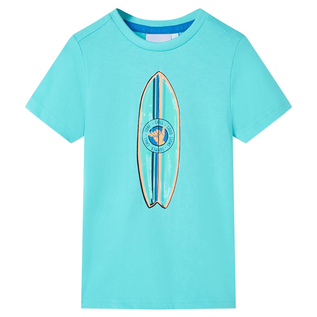 vidaXL Kids'T-shirt with Short Sleeves Ecru 92 Aquamarine 116