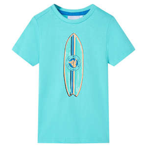 Otroška majica s kratkimi rokavi turkizna 116