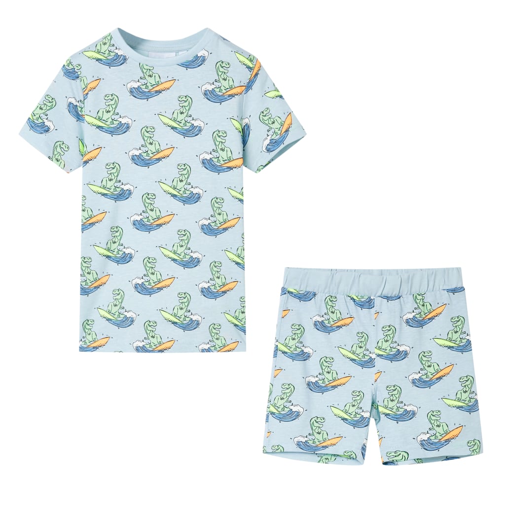 Pijamale pentru copii cu mâneci scurte, albastru deschis, 104