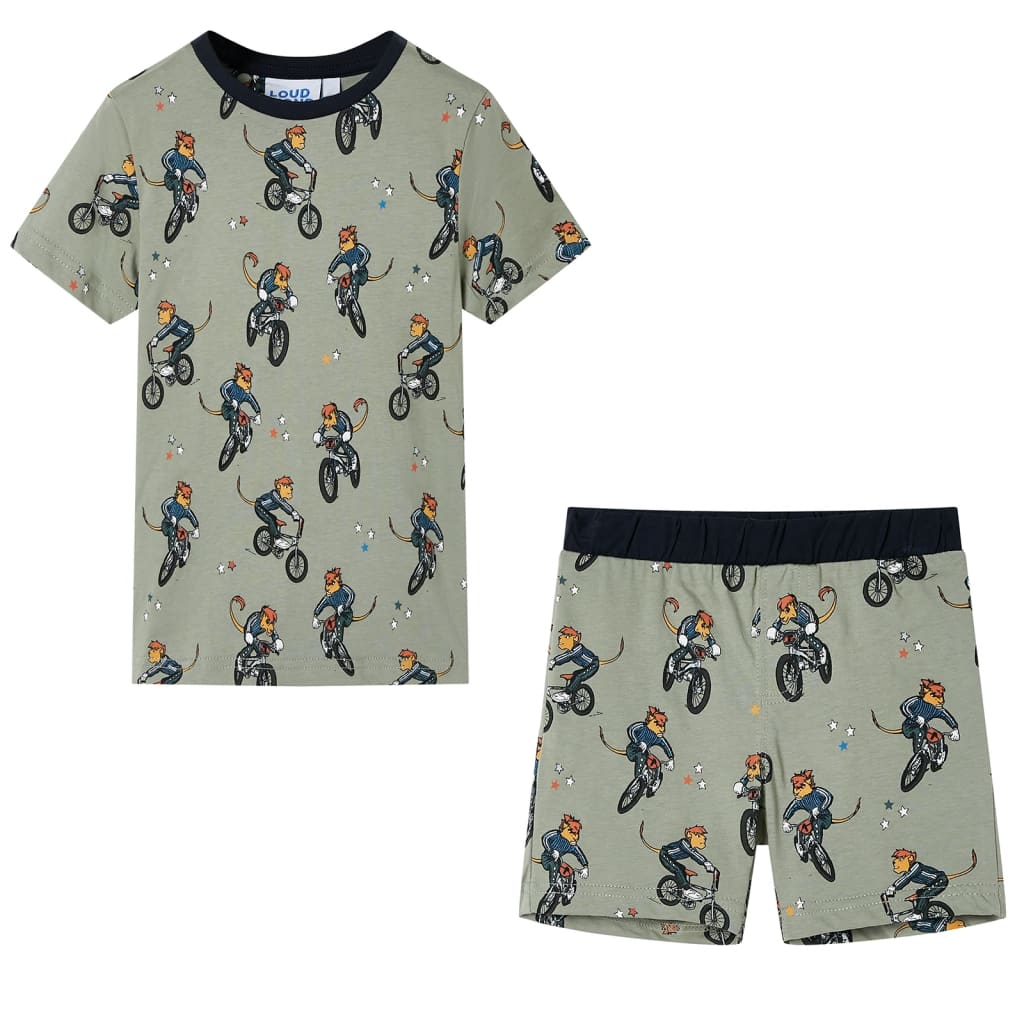 Pijamale pentru copii cu mâneci scurte, kaki deschis, 116