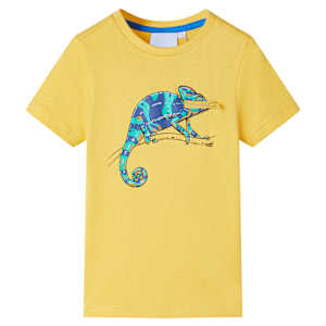 Otroška majica z dolgimi rokavi svetlo oker 104