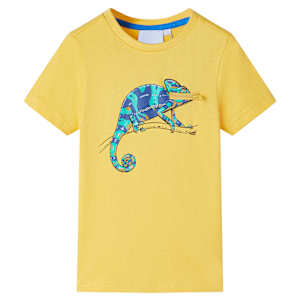 Otroška majica z dolgimi rokavi svetlo oker 116