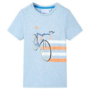 Otroška majica s kratkimi rokavi nežno modra melange 128