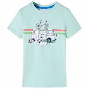 Otroška majica s kratkimi rokavi svetlo mint 140