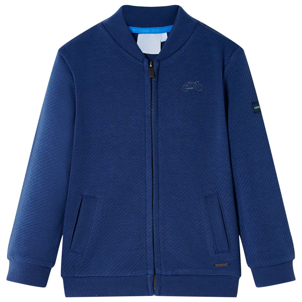Sweatshirt til børn str. 92 med lynlås marineblå