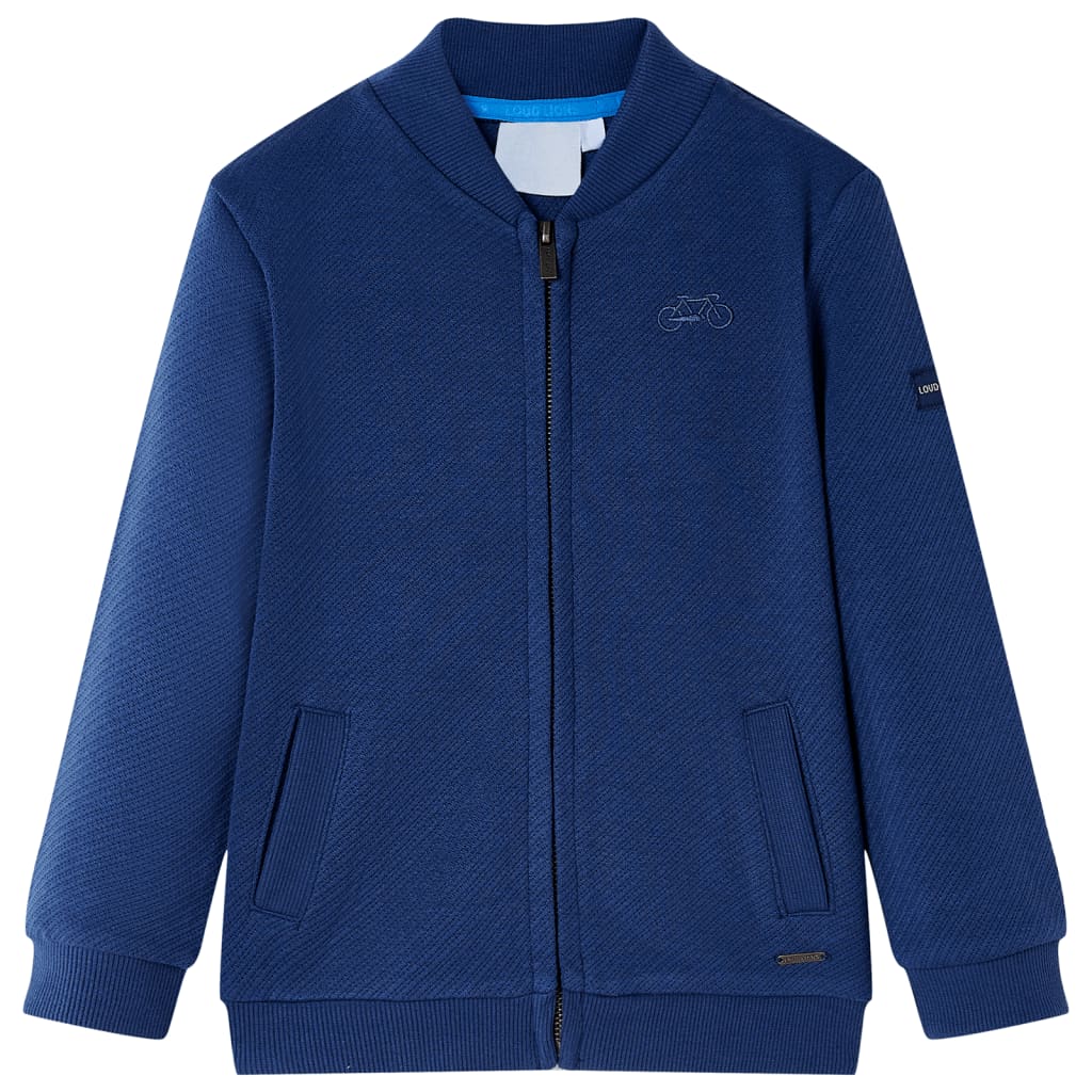 Sweatshirt til børn str. 104 med lynlås marineblå