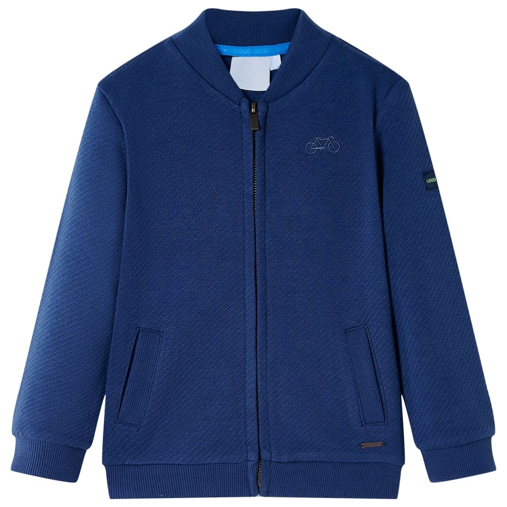 Sweatshirt til børn str. 128 med lynlås marineblå