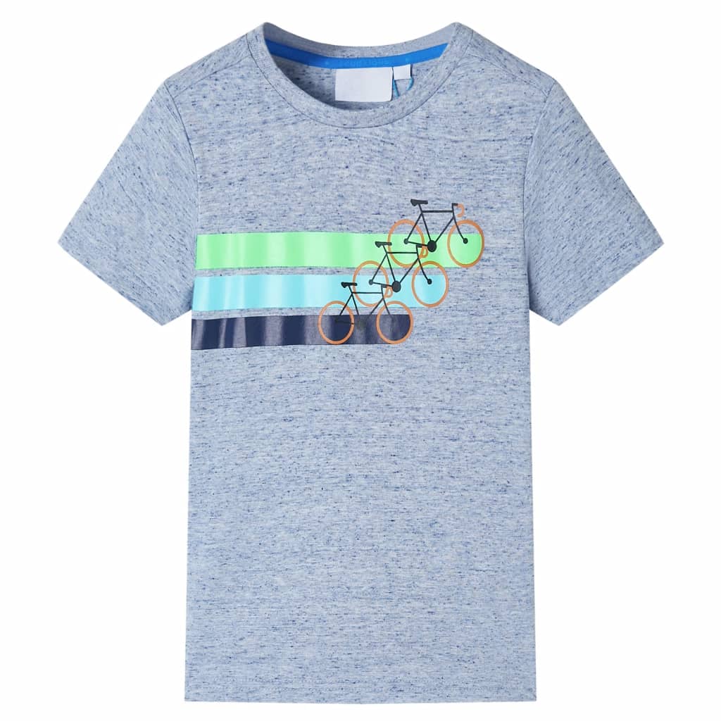 vidaXL Kids'T-shirt with Short Sleeves Blue Melange 92 Blue 140