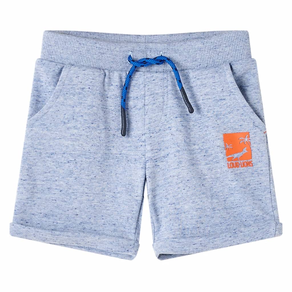 vidaXL Kindershorts mit Kordelzug Blau Melange 140