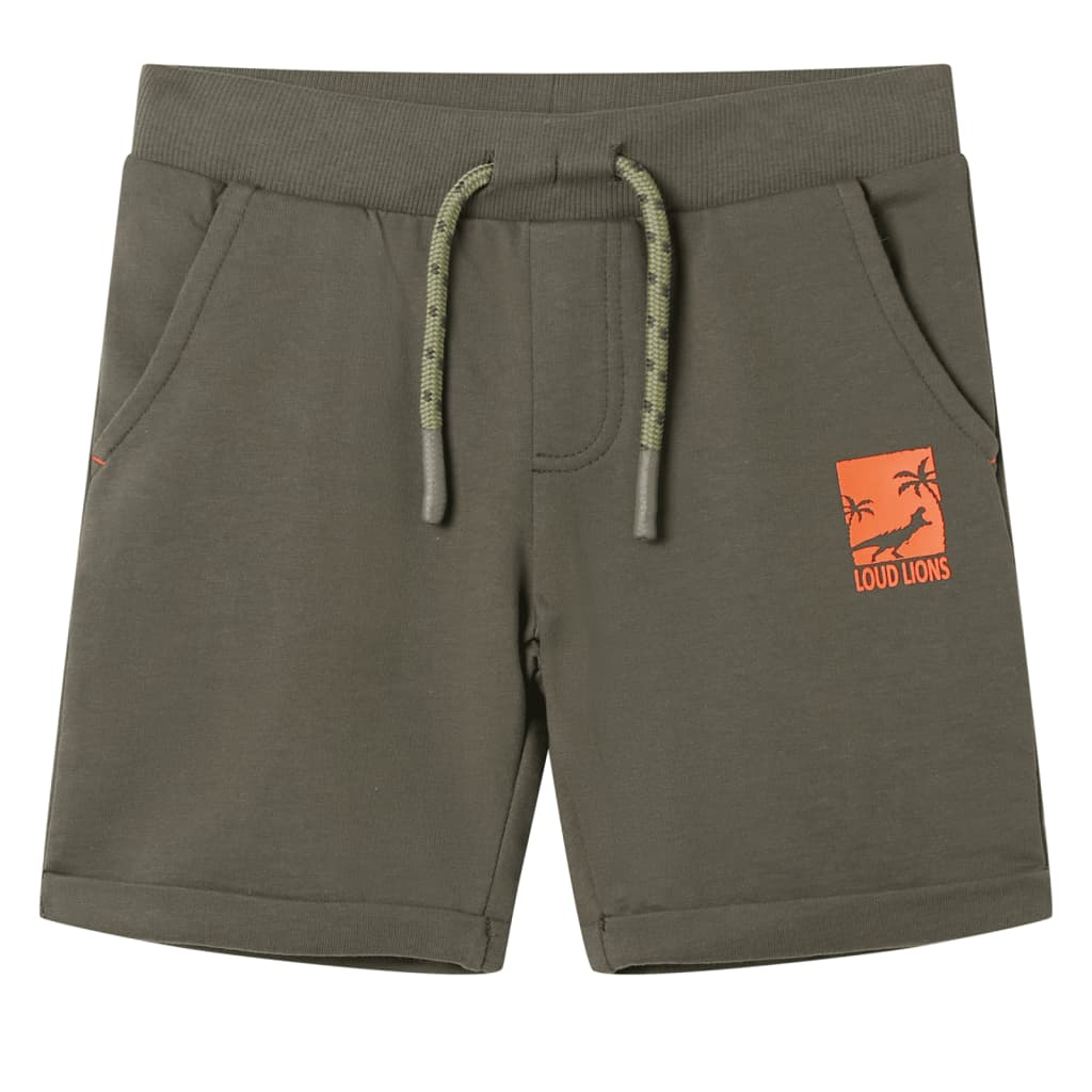 vidaXL Kindershorts mit Kordelzug Dunkles Khaki 140