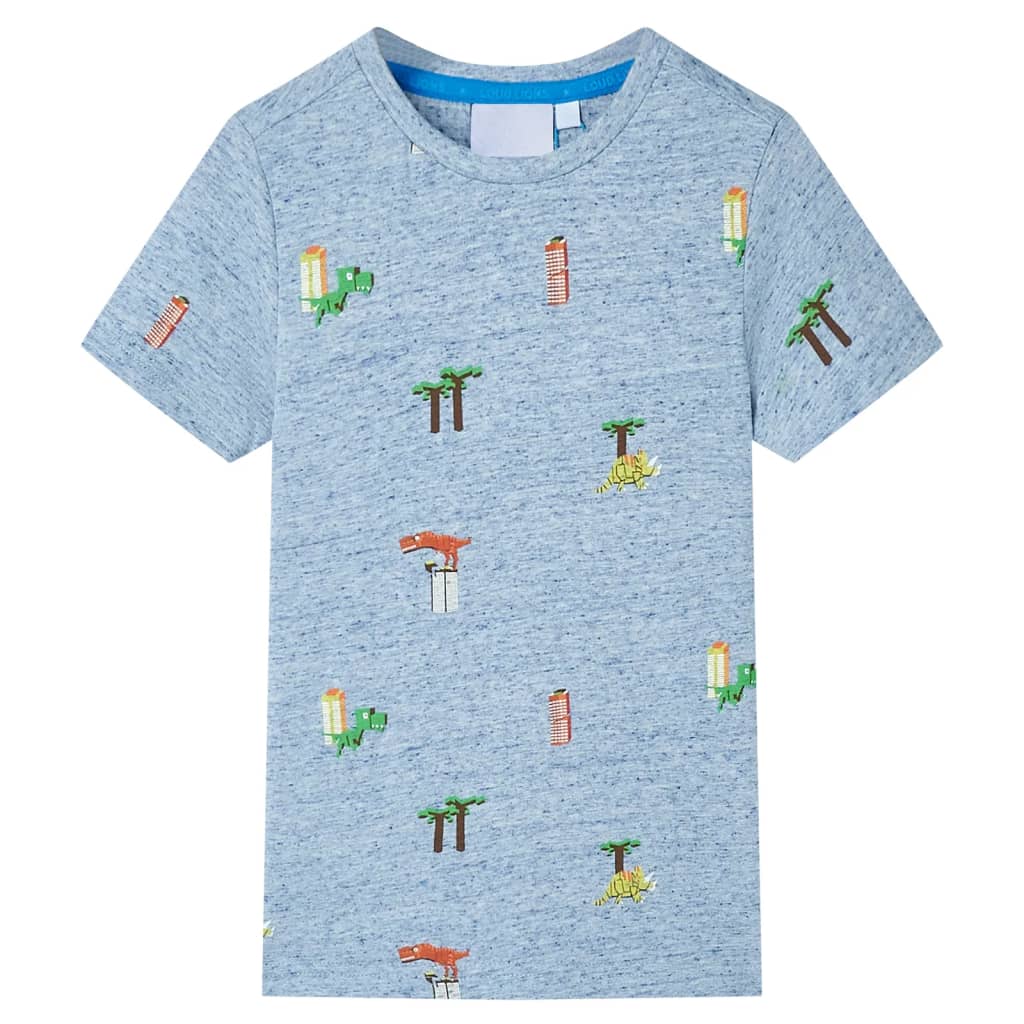 vidaXL Kinder-T-Shirt Blau Melange 104