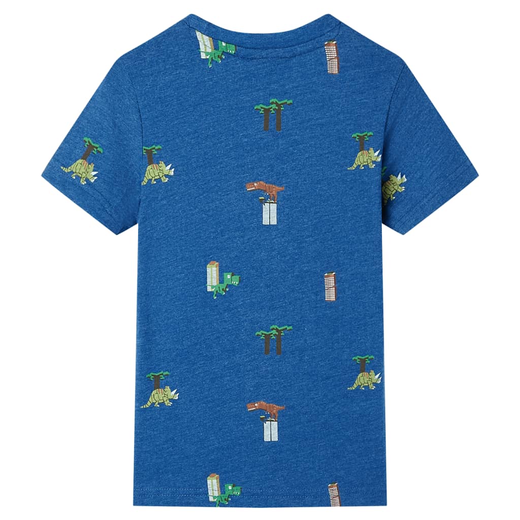 vidaXL Tricou pentru copii, albastru închis melanj, 128