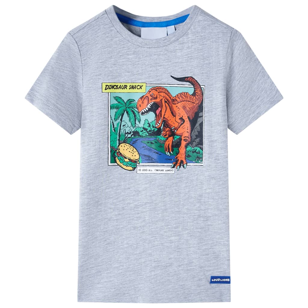 Tricou pentru copii, imprimeu dinozaur, gri, 116