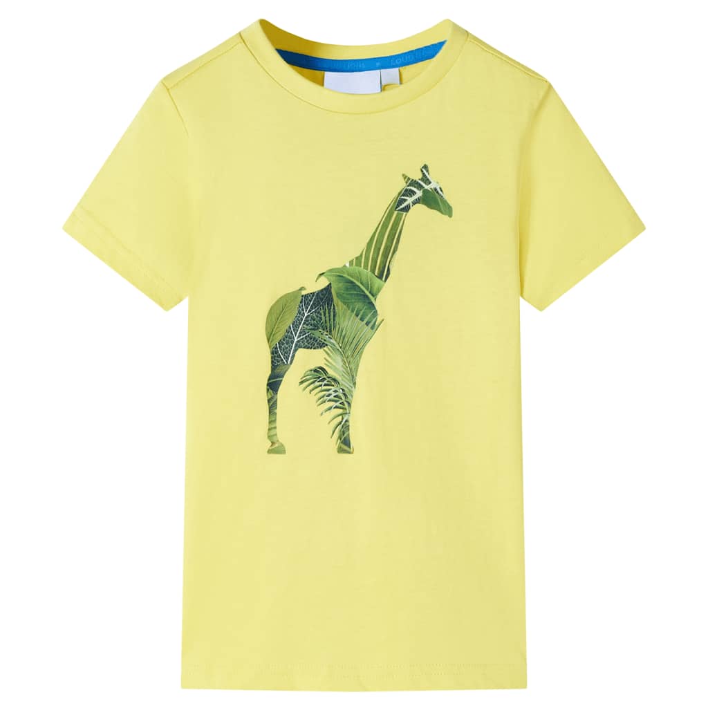 Tricou pentru copii, imprimeu cu girafă, galben, 104