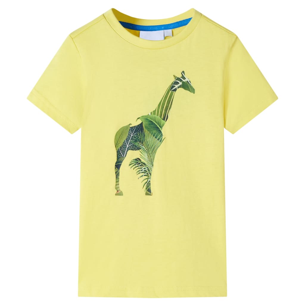 Tricou pentru copii, imprimeu cu girafă, galben, 128