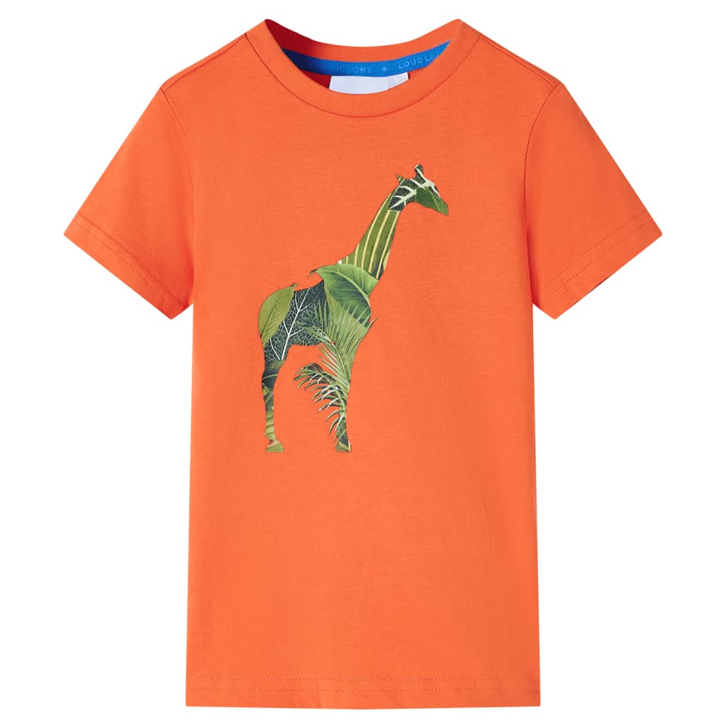 Tricou pentru copii, imprimeu girafă, portocaliu aprins, 104