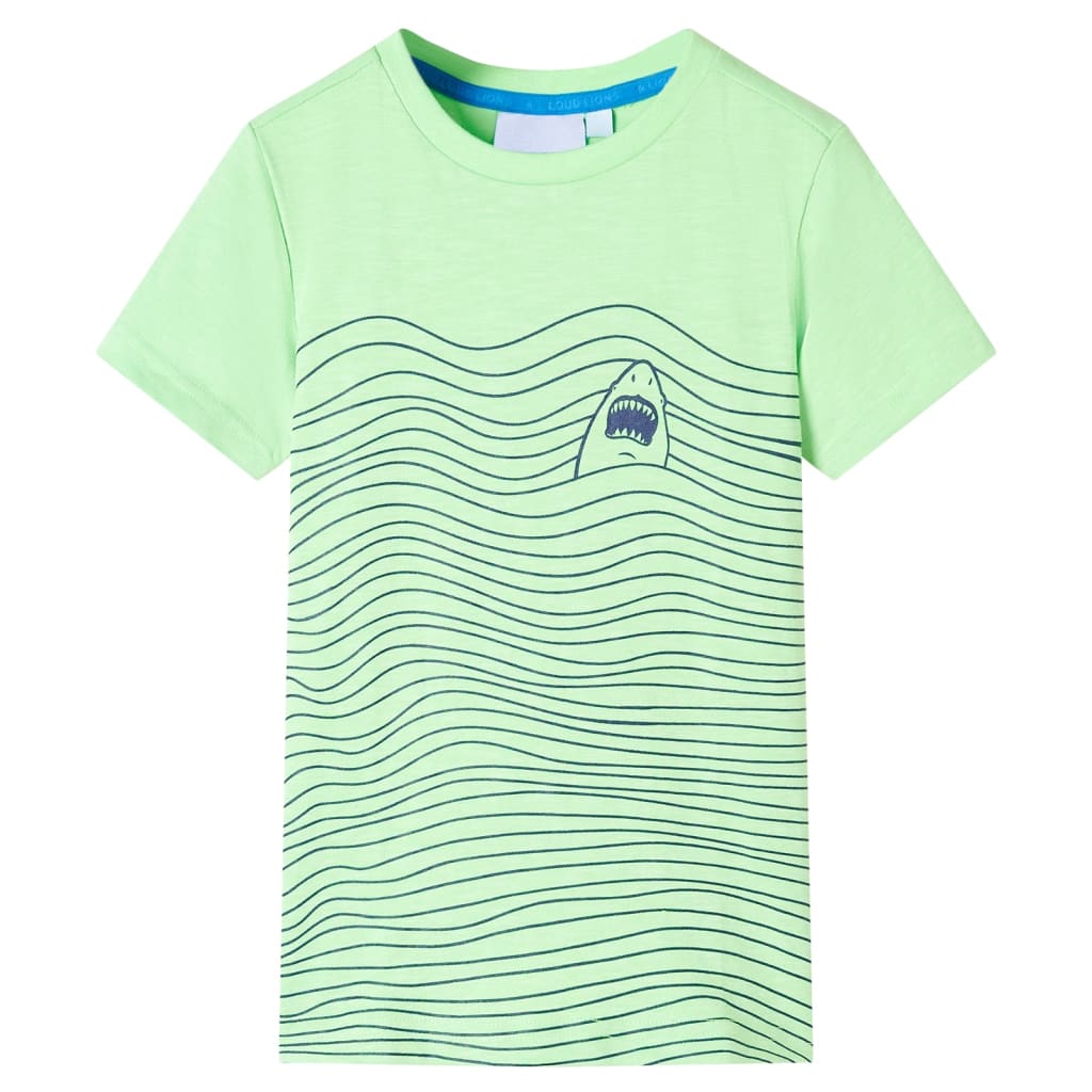 Tricou pentru copii, imprimeu rechin, verde neon, 104