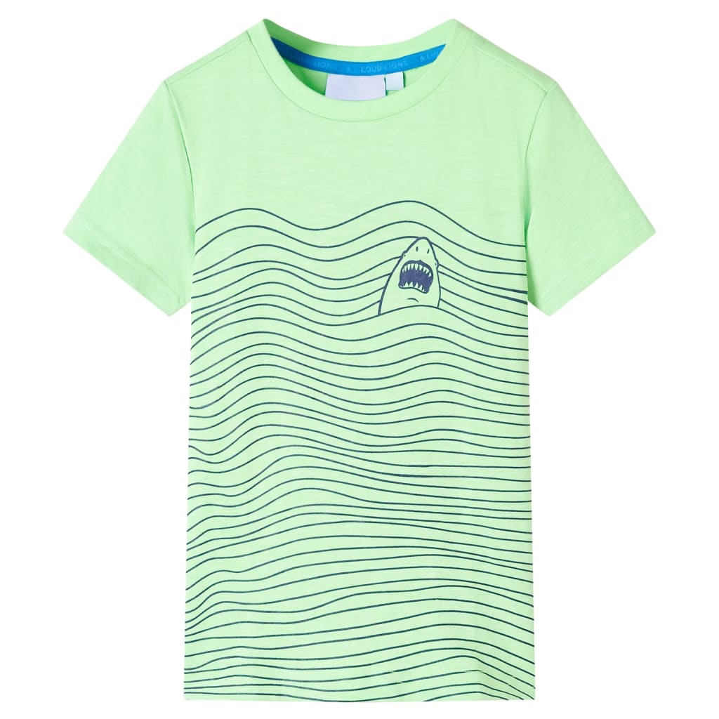 Tricou pentru copii, imprimeu rechin, verde neon, 128
