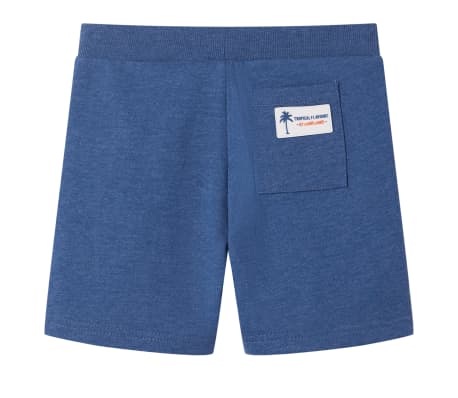 Детски къси панталони с връв, тъмносин меланж, 92