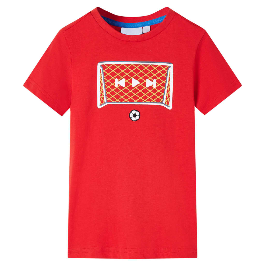Tricou pentru copii, imprimeu poartă fotbal, roșu, 92