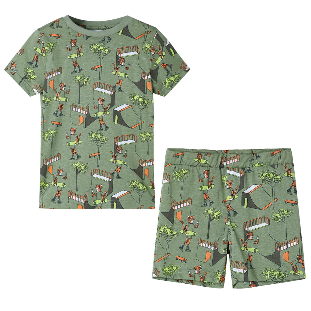 Pijamale pentru copii cu mâneci scurte, kaki deschis, 92