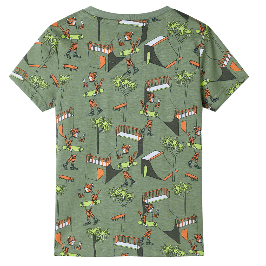Thumbnail - vidaXL Kinderpyjama mit Kurzen Ärmeln Hellkhaki 128