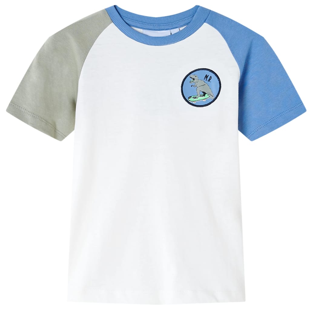 Tricou pentru copii, emblemă cu dinozaur, ecru, 92
