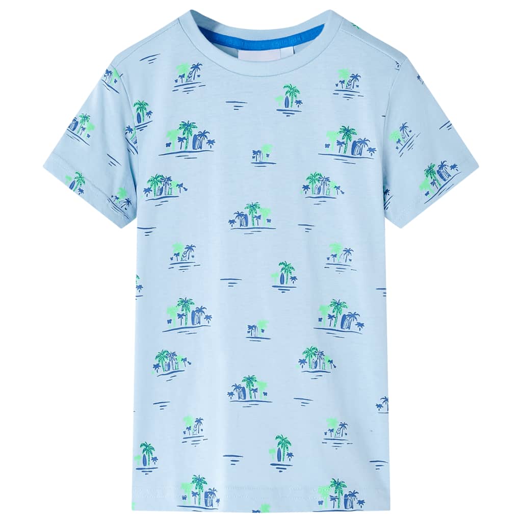 Tricou pentru copii, imprimeu cocotieri, albastru deschis, 104