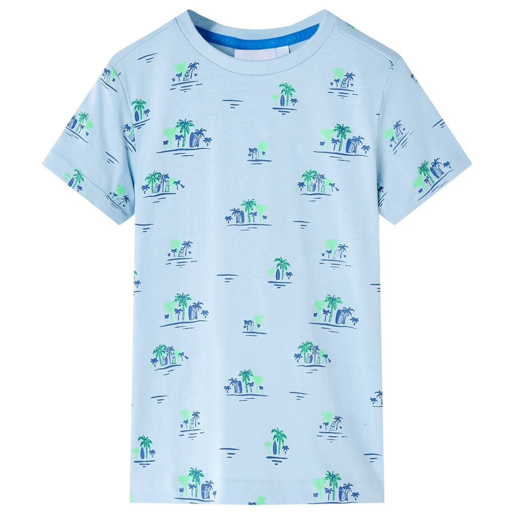 Tricou pentru copii, imprimeu cocotieri, albastru deschis, 128
