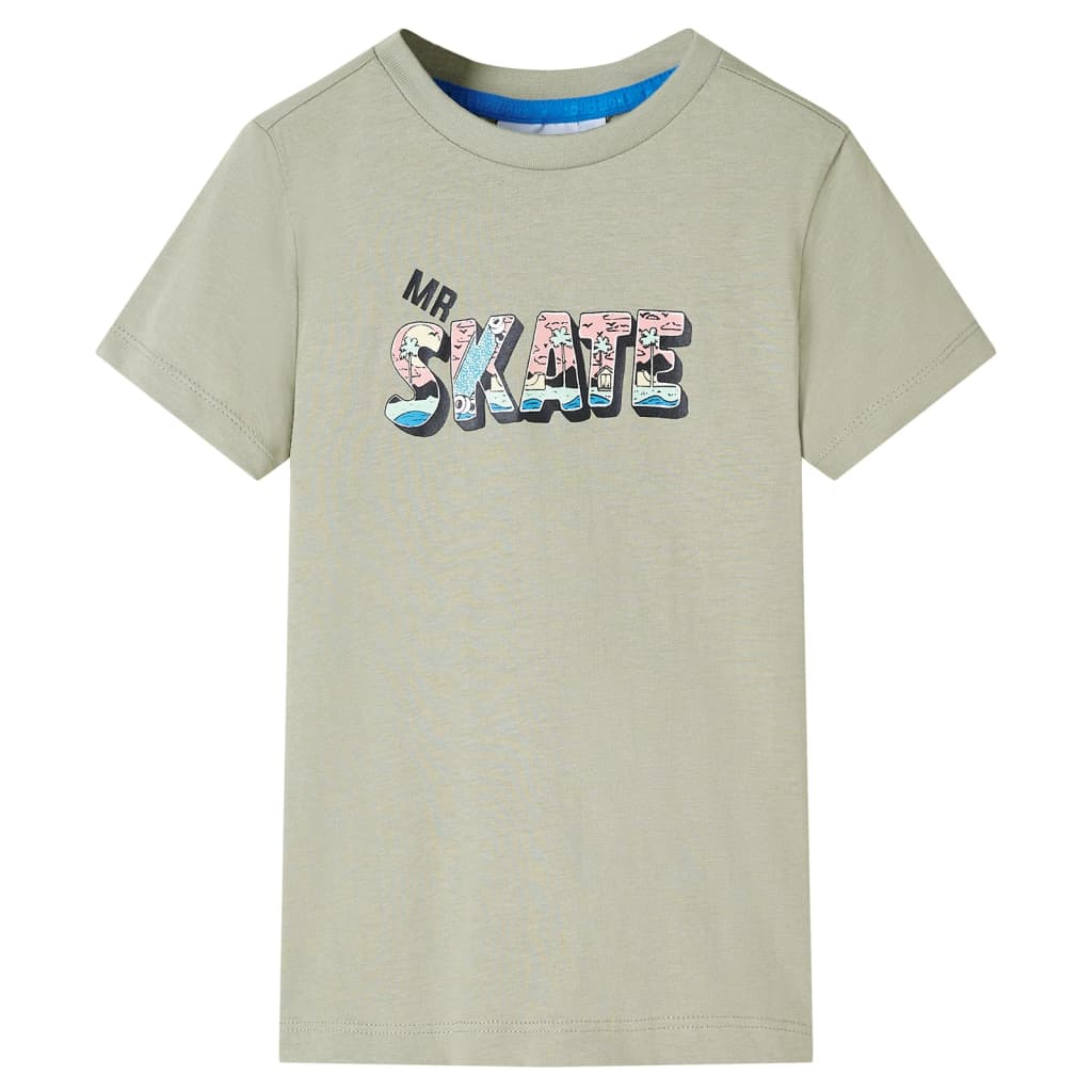 Tricou pentru copii, imprimeu Skate, kaki deschis, 92